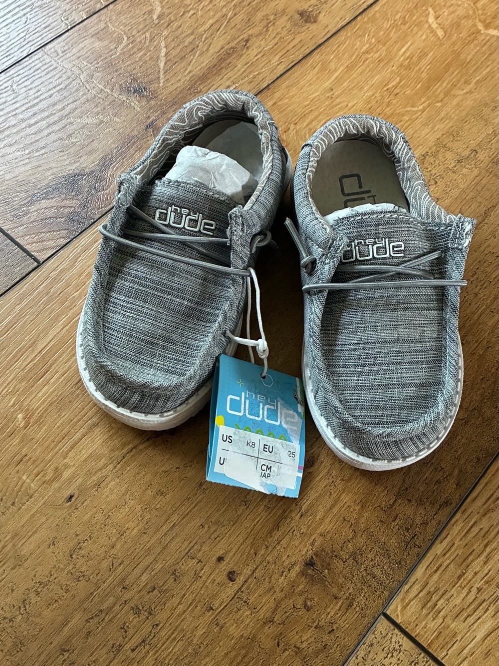 Hey Dude Kids Gray Slip-On Moccasins with Elastic Laces